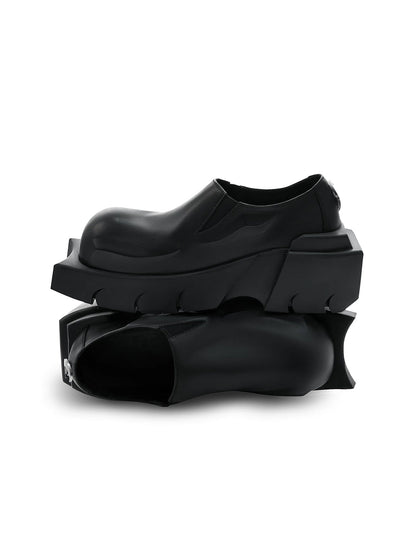 Black Horn-Detail Leather Platform Derby Shoes