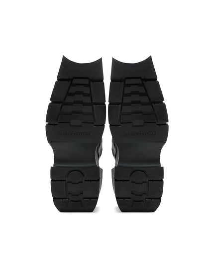Black Horn-Detail Leather Platform Derby Shoes