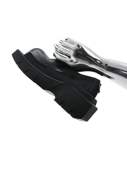 Black Horn-Detail Leather Platform Derby Shoes