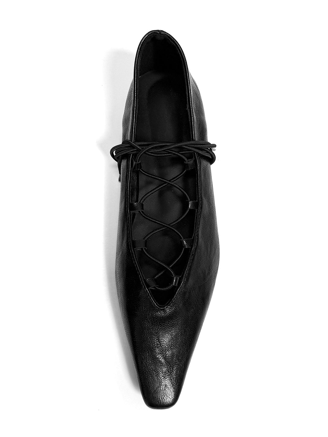 Black Lace-Up Mary Jane Ballet Flats