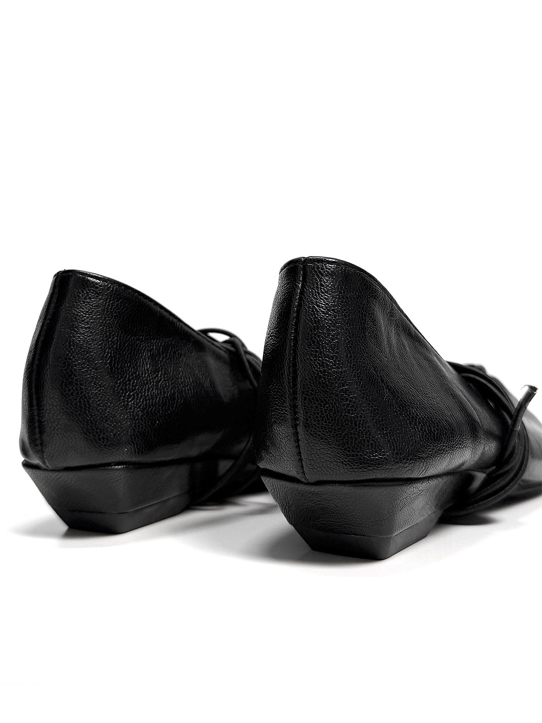 Black Lace-Up Mary Jane Ballet Flats