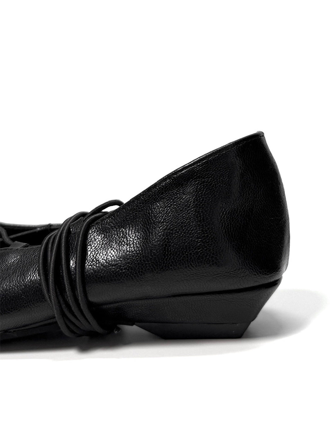 Black Lace-Up Mary Jane Ballet Flats