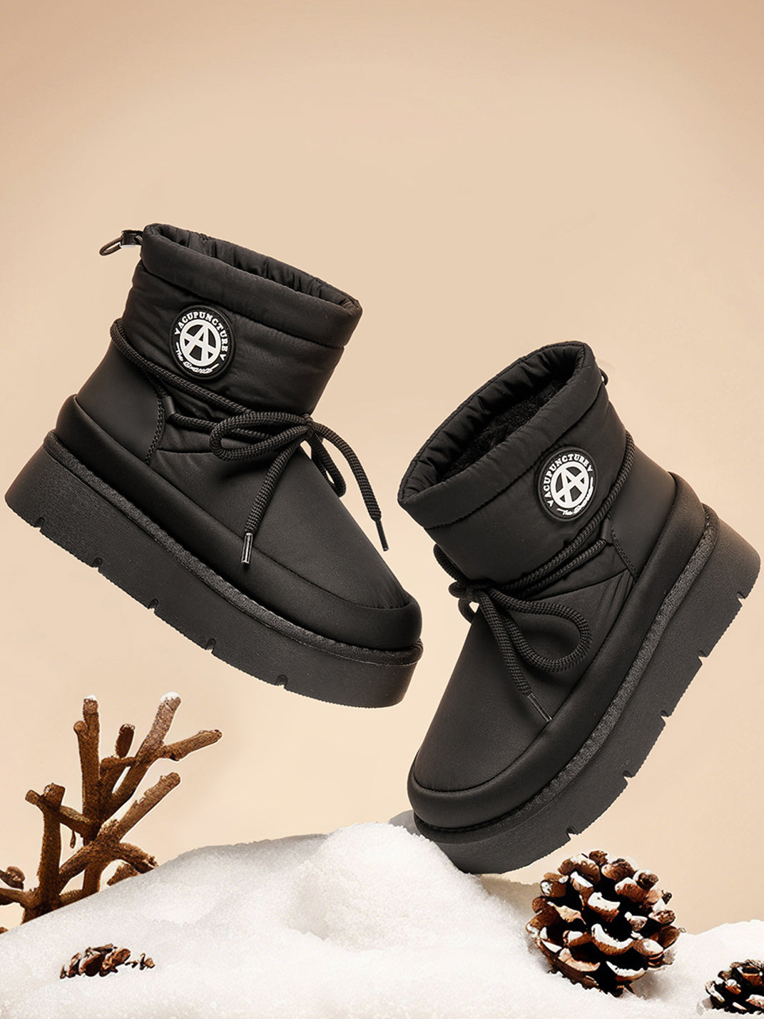 Black Padded Platform Ski Boots