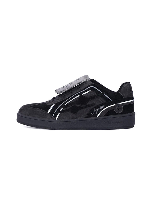 Black Reflective Retro Trainer Sneakers