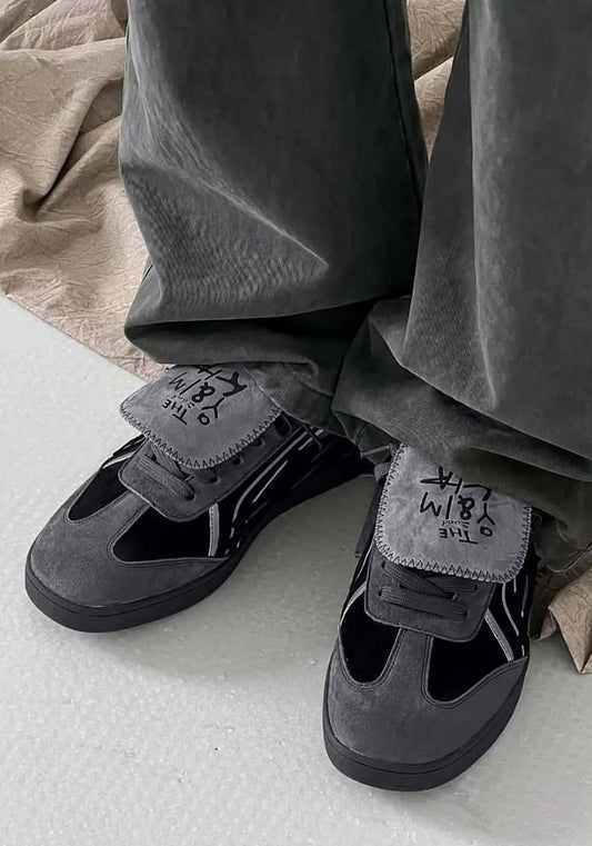 Black Reflective Retro Trainer Sneakers