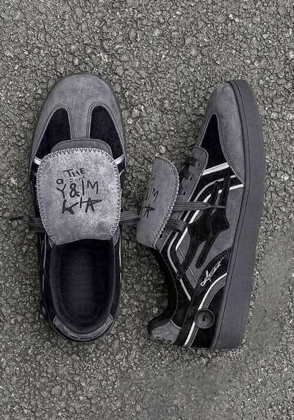 Black Reflective Retro Trainer Sneakers