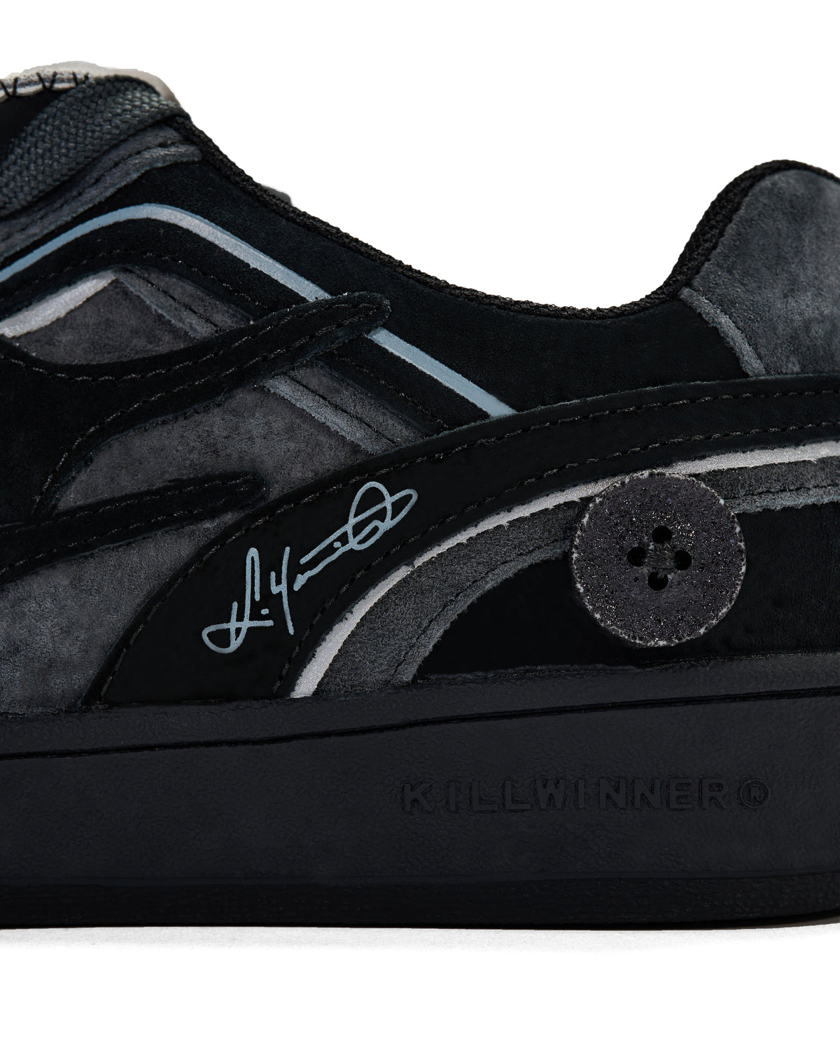 Black Reflective Retro Trainer Sneakers