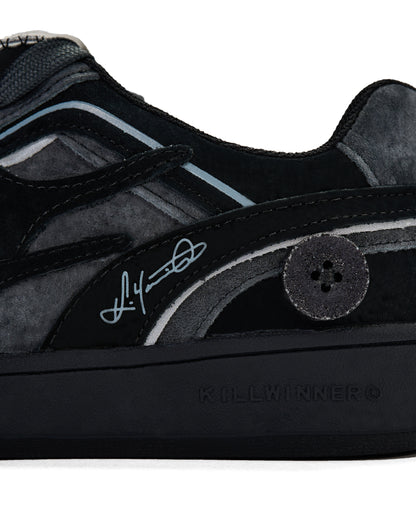 Black Reflective Retro Trainer Sneakers