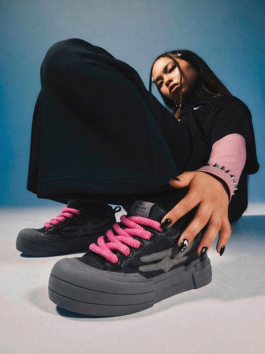 Black Samurai Smile Platform Sneakers