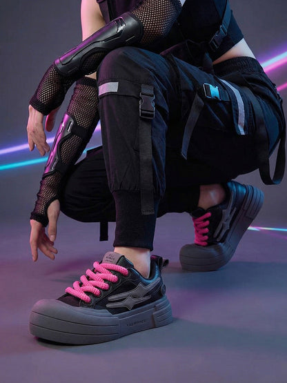 Black Samurai Smile Platform Sneakers