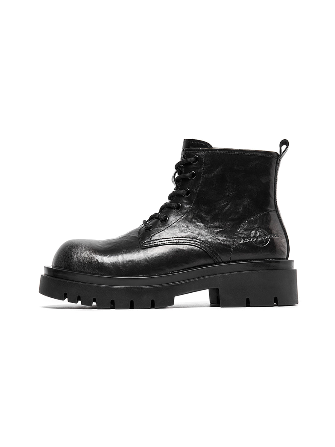 Black Side-Zip Lace-Up Combat Boots