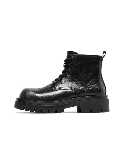 Black Side-Zip Lace-Up Combat Boots