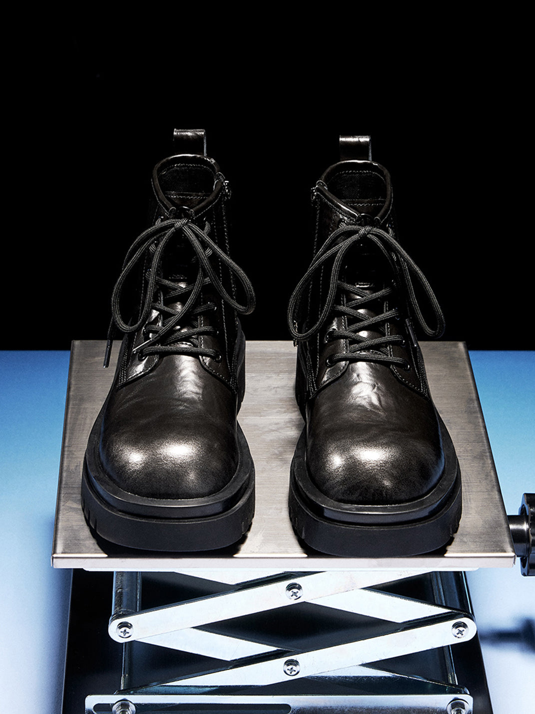 Black Side-Zip Lace-Up Combat Boots