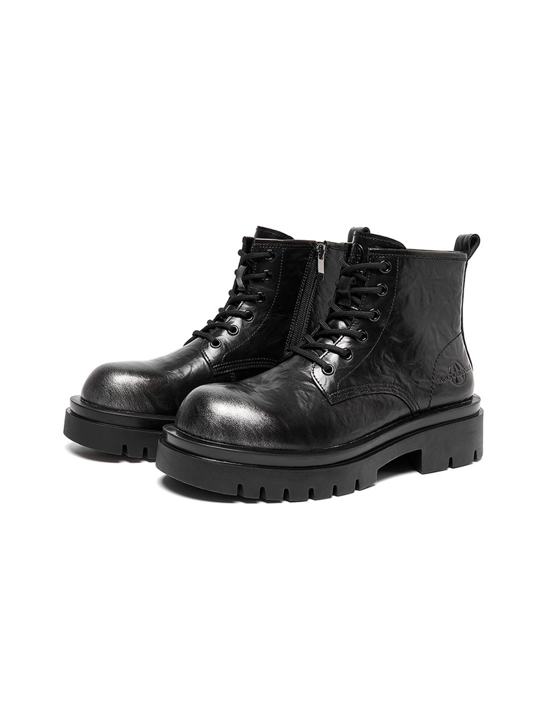 Black Side-Zip Lace-Up Combat Boots