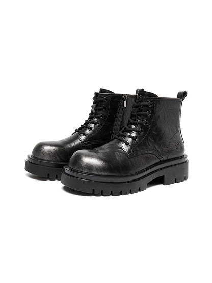 Black Side-Zip Lace-Up Combat Boots