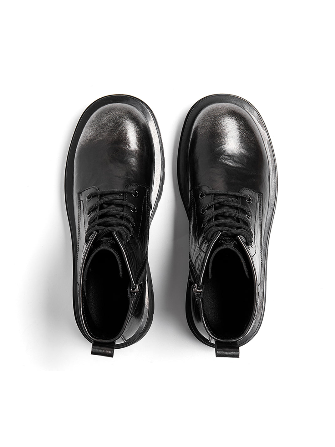 Black Side-Zip Lace-Up Combat Boots