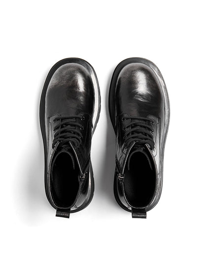 Black Side-Zip Lace-Up Combat Boots