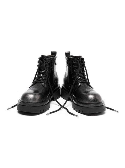 Black Side-Zip Lace-Up Combat Boots
