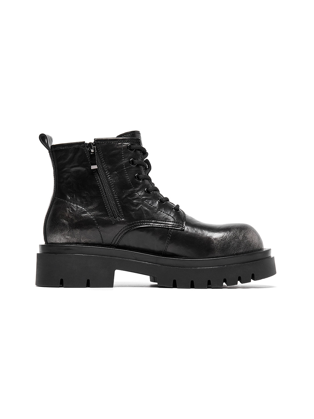 Black Side-Zip Lace-Up Combat Boots