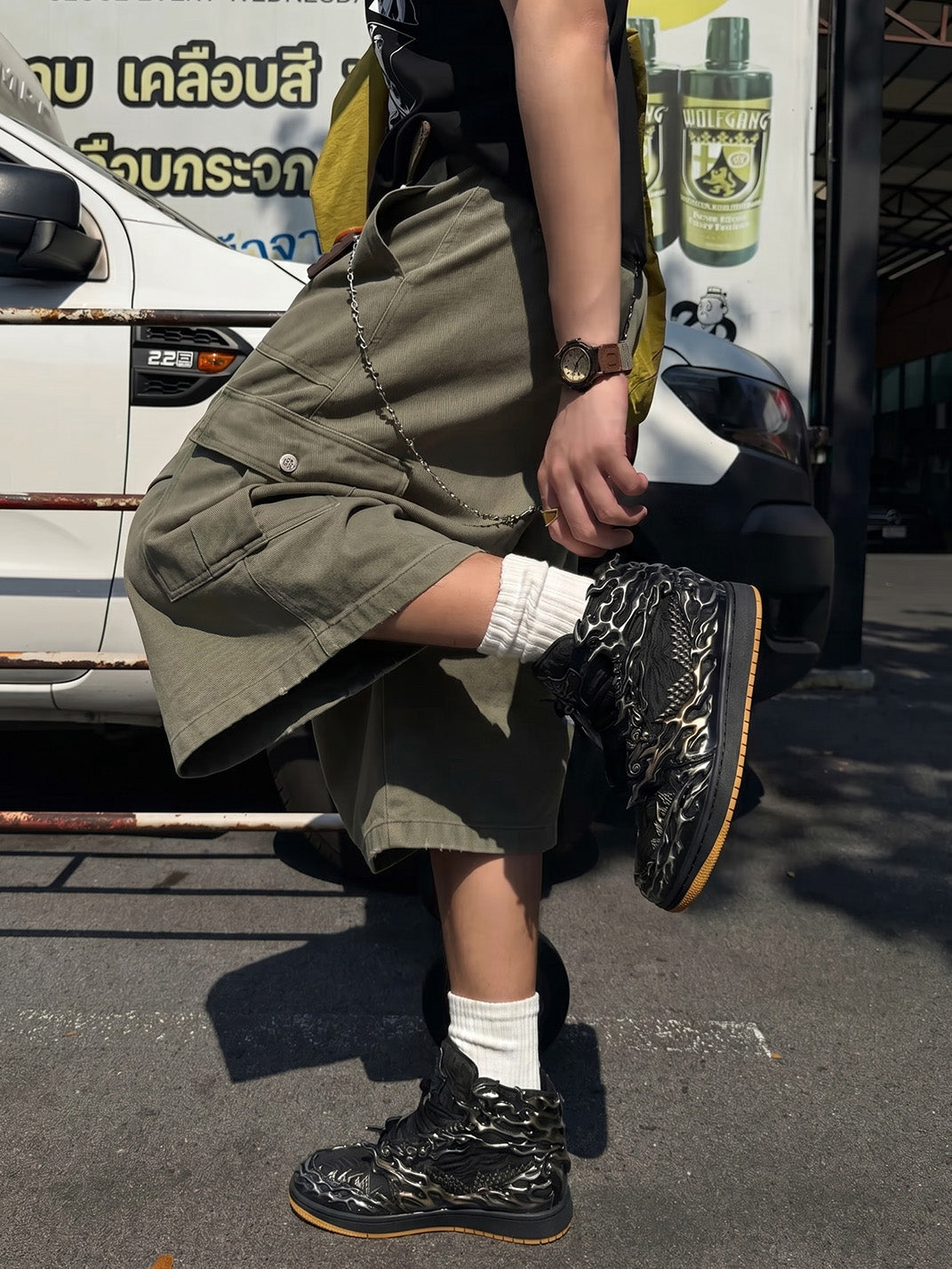 Black Silver Wukong Cloud Relief High-Top Sneakers