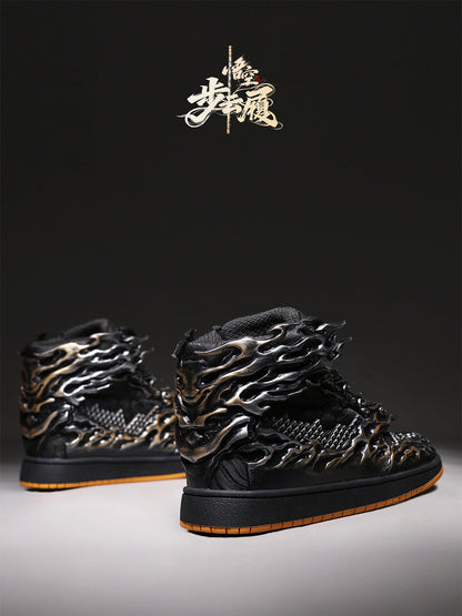 Black Silver Wukong Cloud Relief High-Top Sneakers