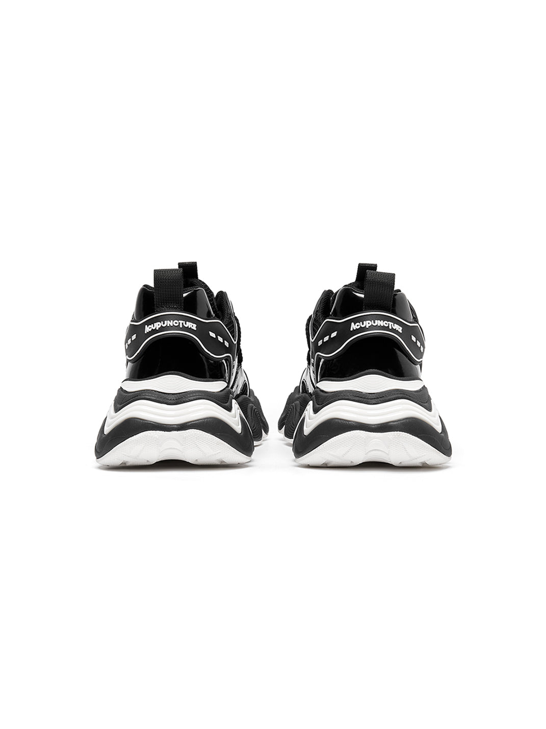Black Wave-Sole Chunky Dad Sneakers
