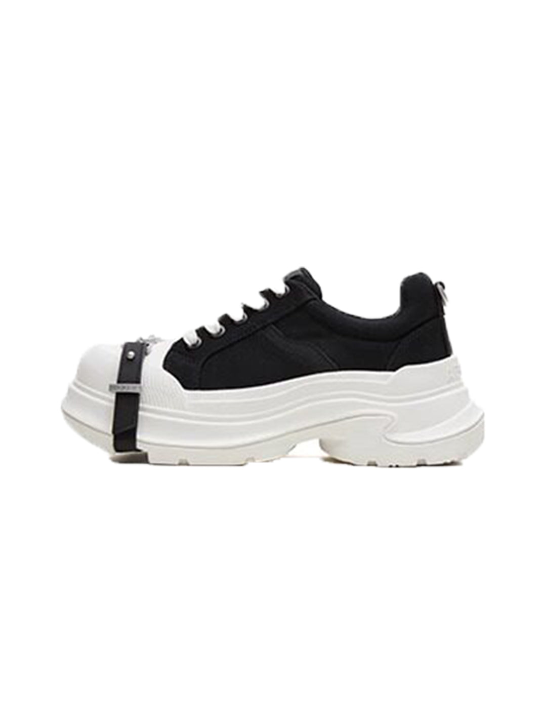 Black White Buckle Platform Canvas Sneakers