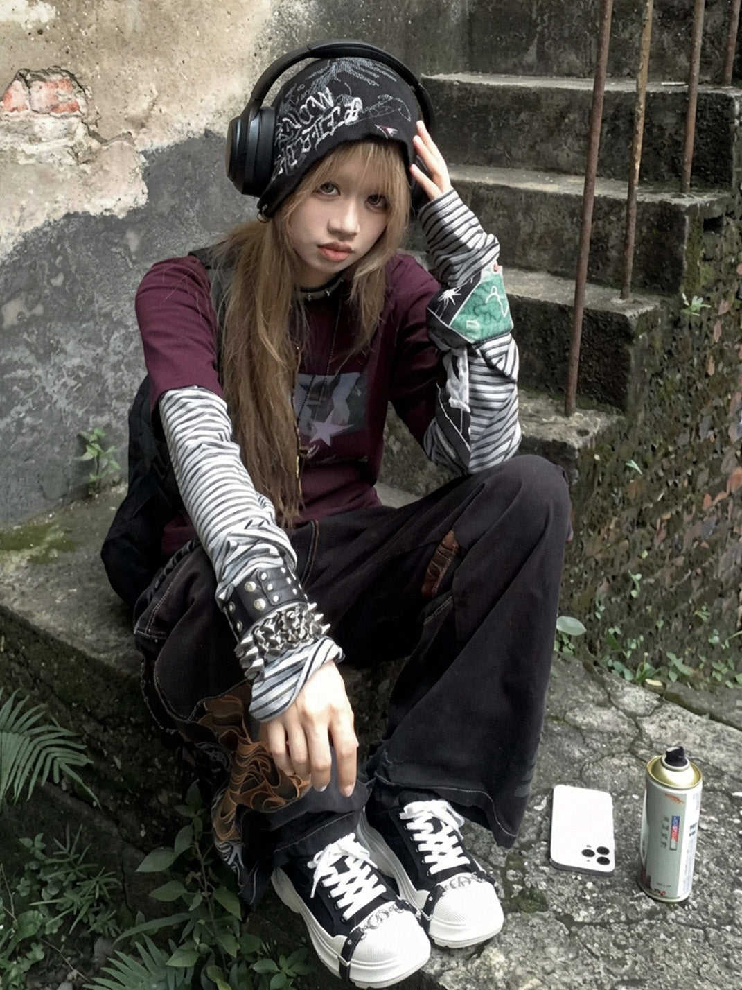 Black White Buckle Platform Canvas Sneakers