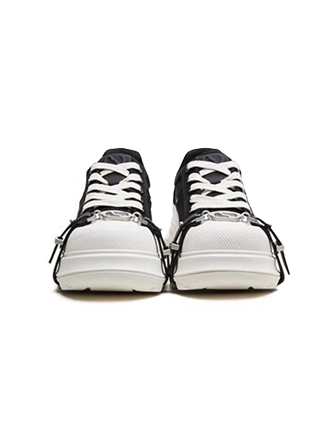 Black White Buckle Platform Canvas Sneakers