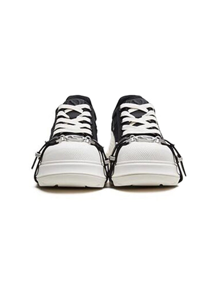 Black White Buckle Platform Canvas Sneakers