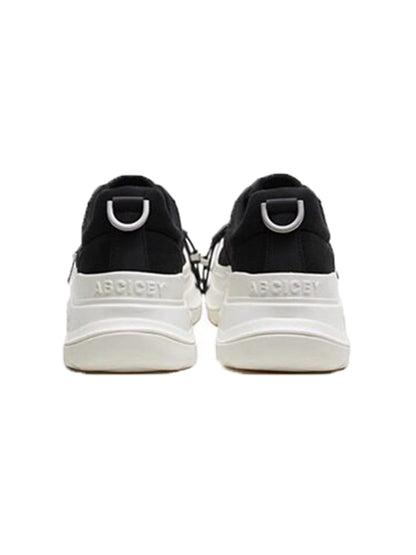 Black White Buckle Platform Canvas Sneakers