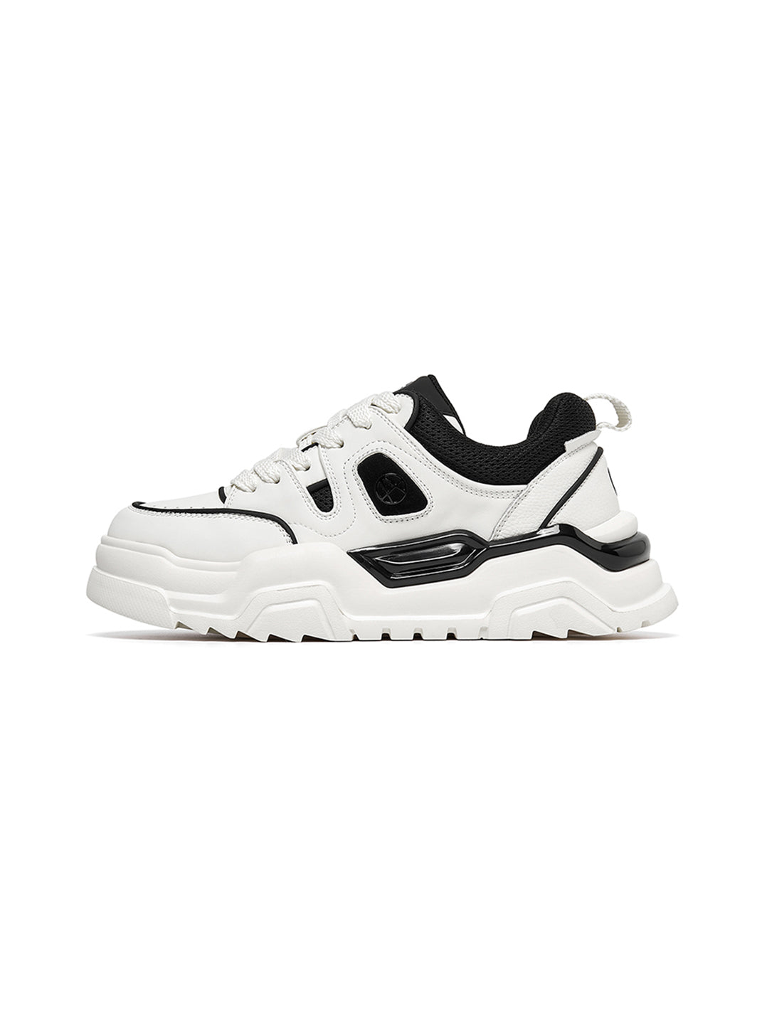 Black White Cutout Platform Sneakers
