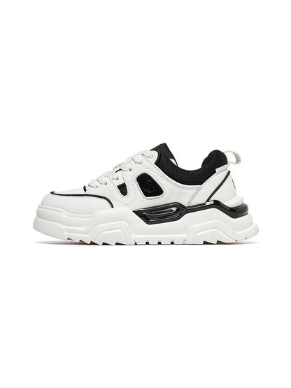 Black White Cutout Platform Sneakers
