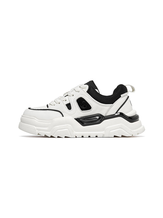 Black White Cutout Platform Sneakers