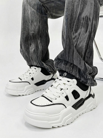 Black White Cutout Platform Sneakers