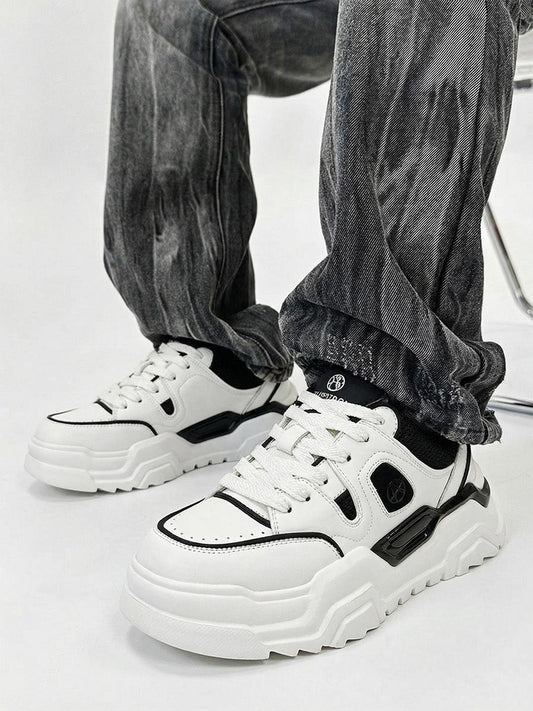 Black White Cutout Platform Sneakers