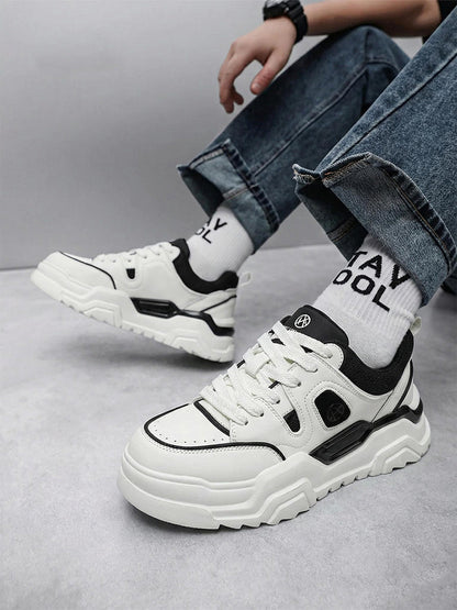 Black White Cutout Platform Sneakers