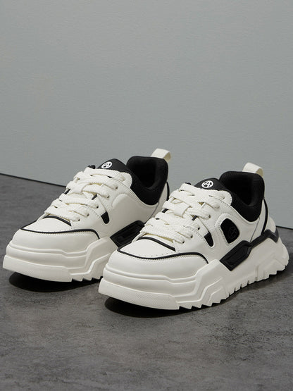 Black White Cutout Platform Sneakers
