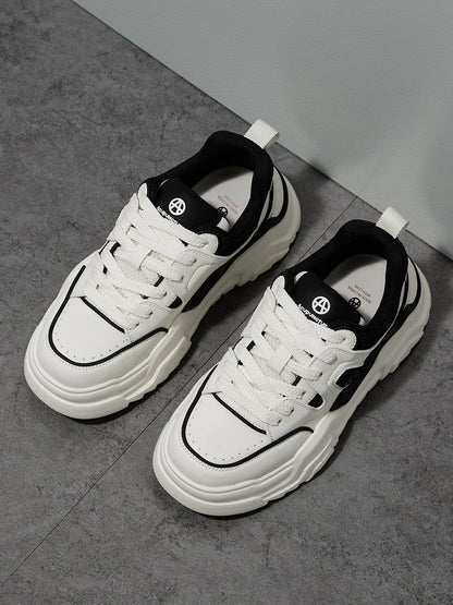 Black White Cutout Platform Sneakers