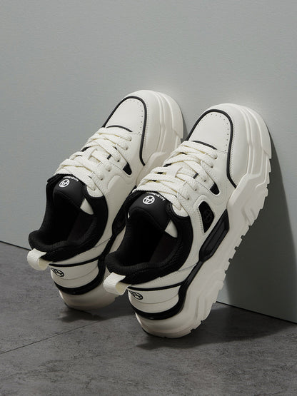 Black White Cutout Platform Sneakers