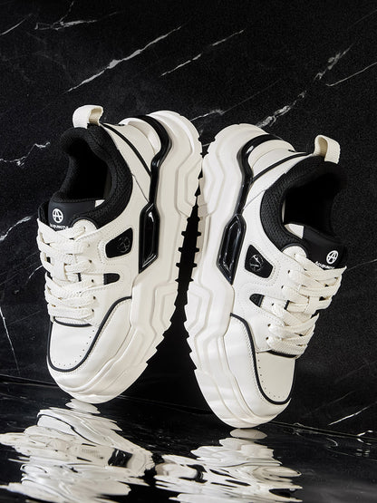 Black White Cutout Platform Sneakers