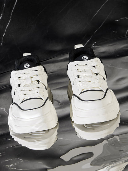 Black White Cutout Platform Sneakers