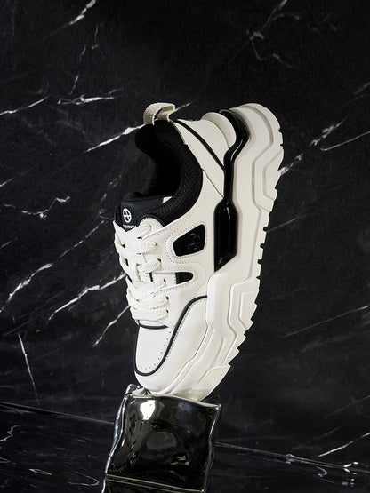 Black White Cutout Platform Sneakers