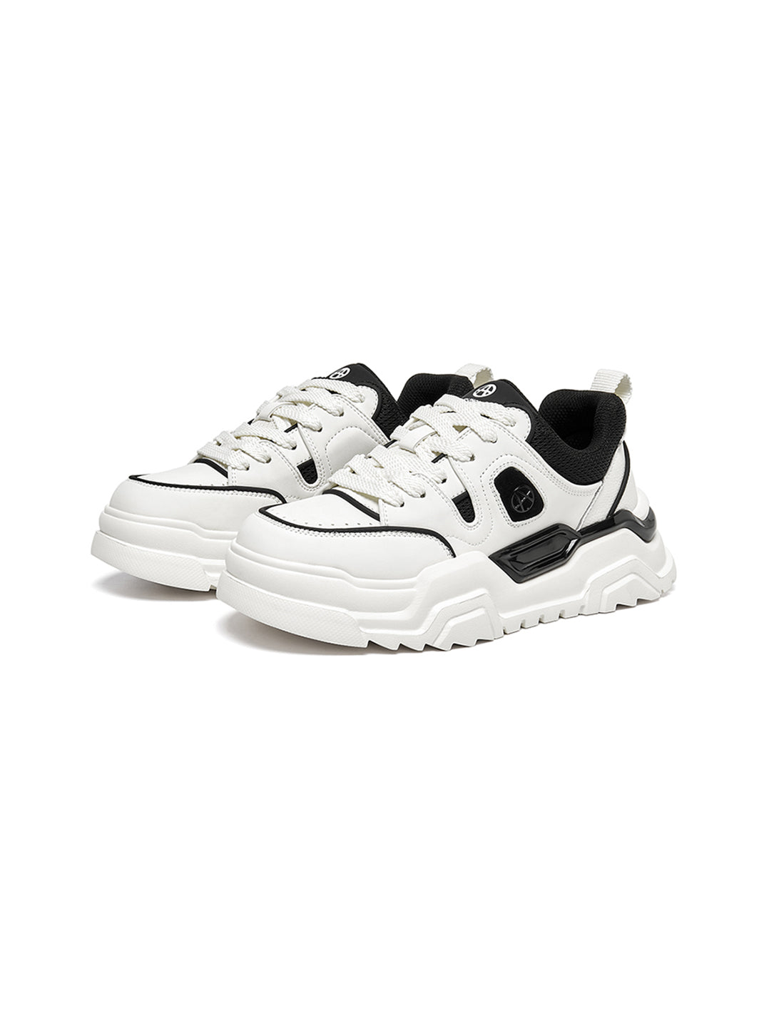 Black White Cutout Platform Sneakers