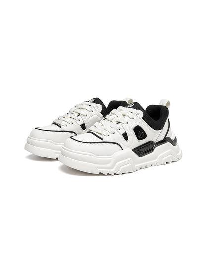 Black White Cutout Platform Sneakers