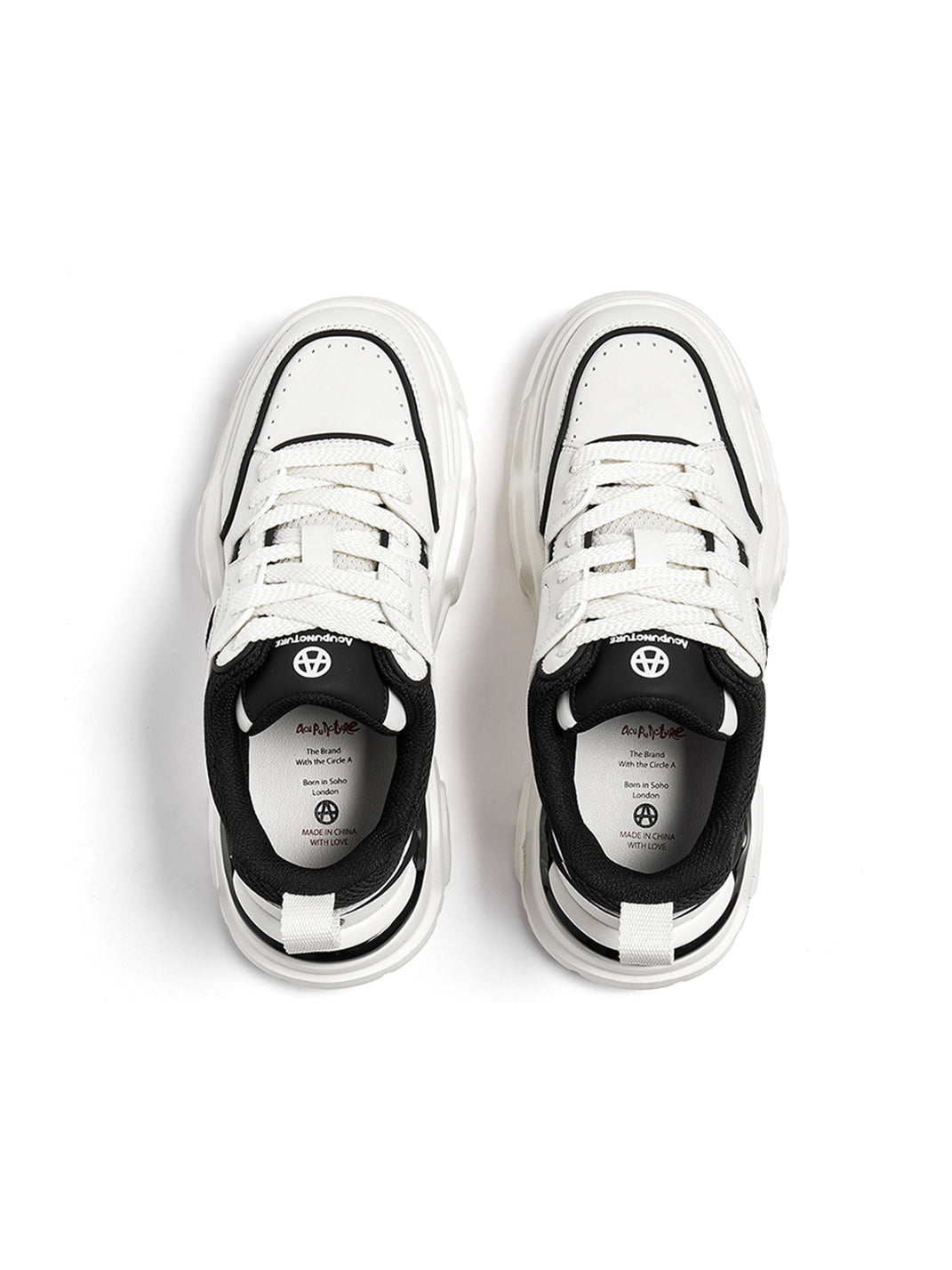 Black White Cutout Platform Sneakers