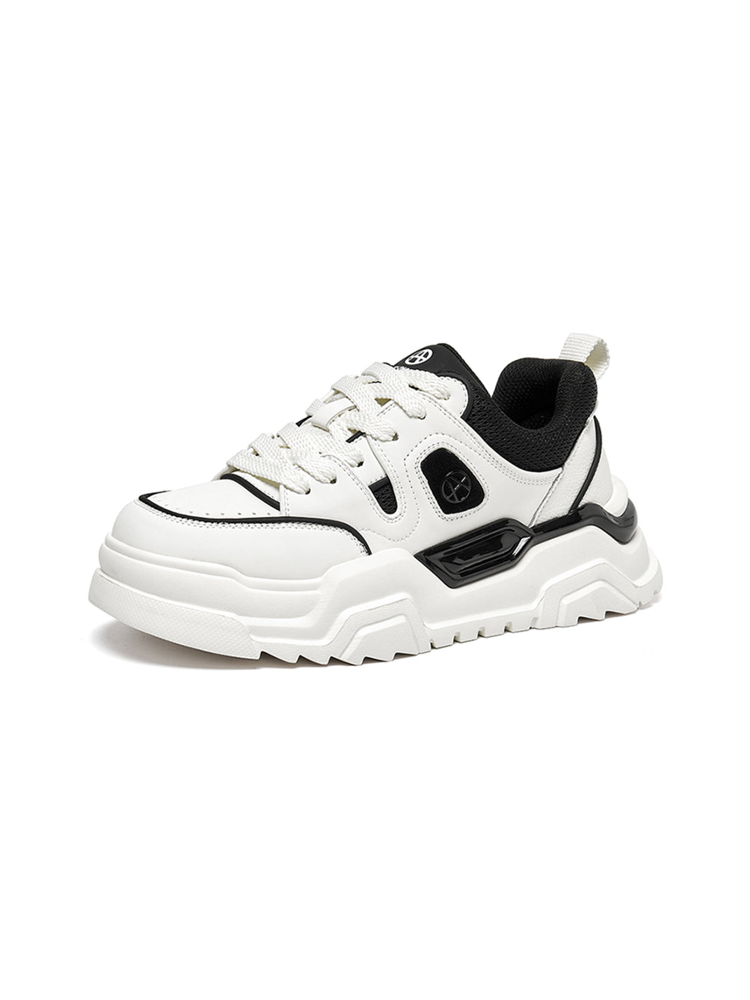 Black White Cutout Platform Sneakers