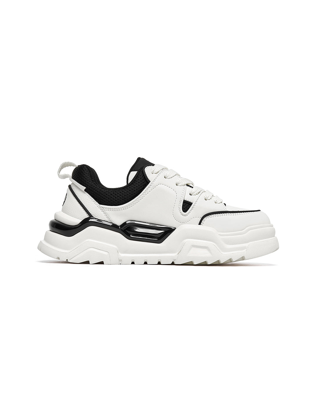 Black White Cutout Platform Sneakers