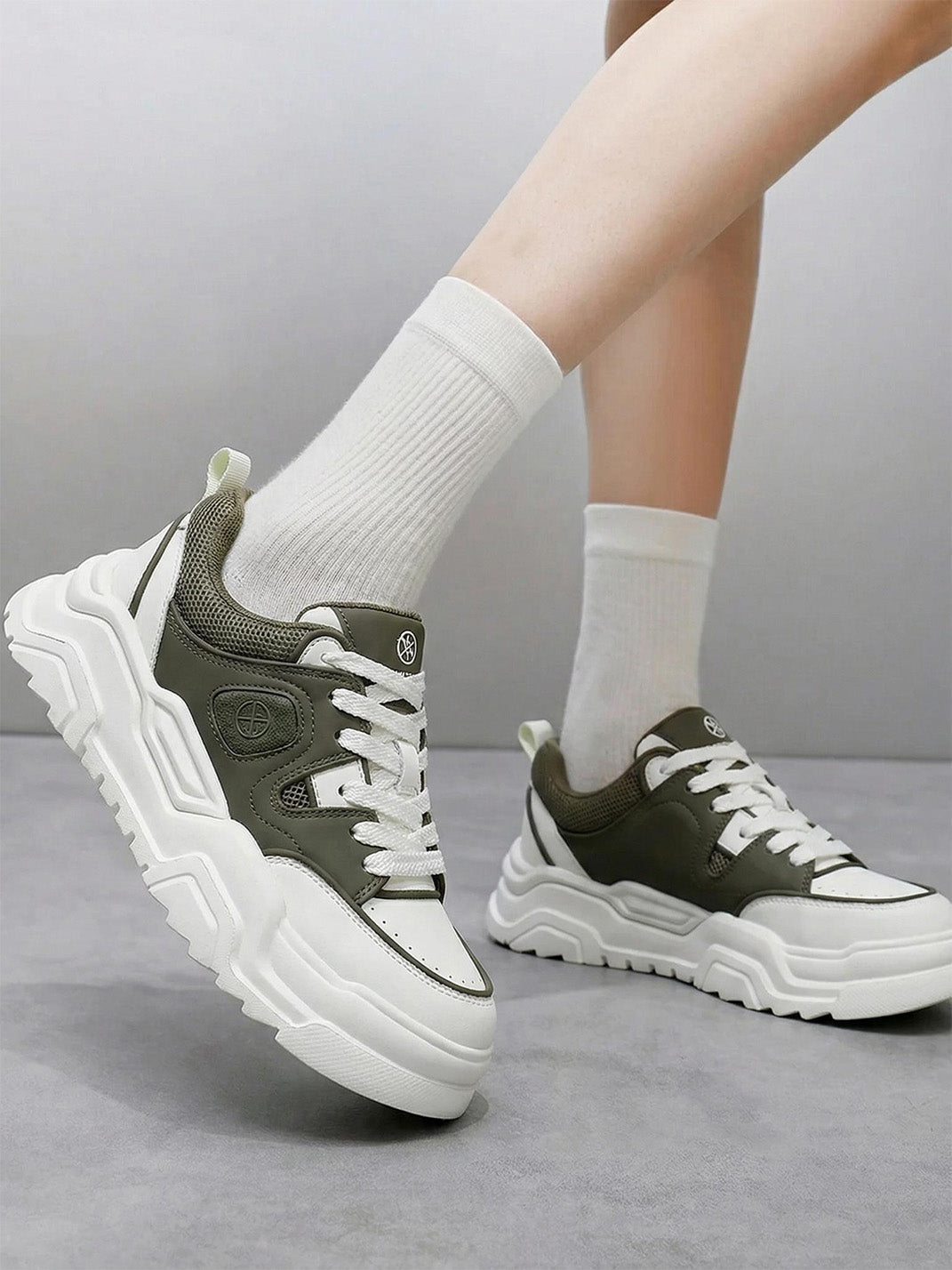 Black White Cutout Platform Sneakers