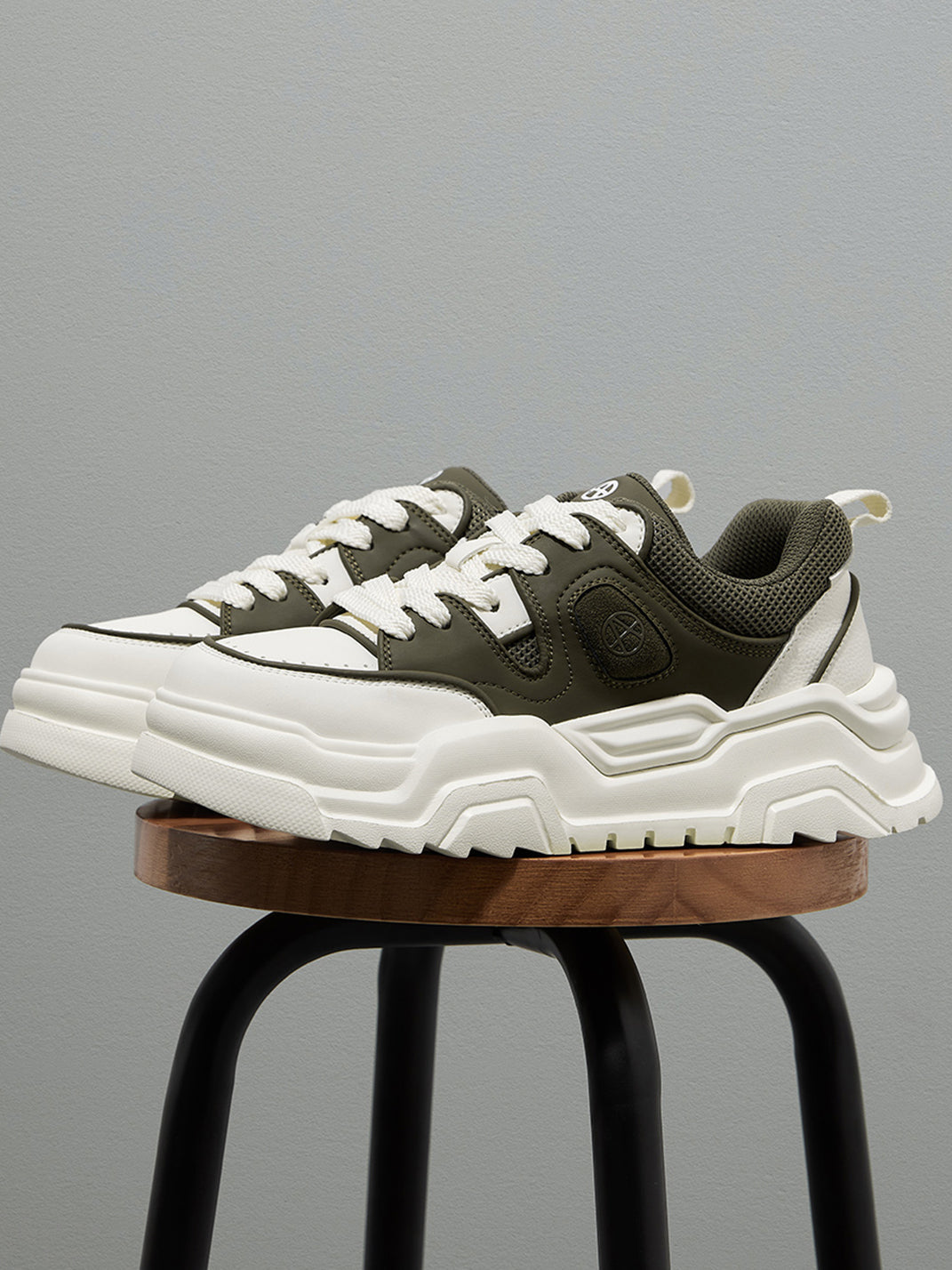 Black White Cutout Platform Sneakers